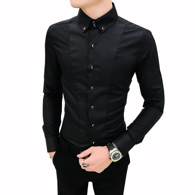 Luxury Men's Long Sleeve Shirt - Elegant Slim Fit Dress Shirts for Men