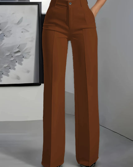 Women's High-Waisted Draped Straight-Cut Pants