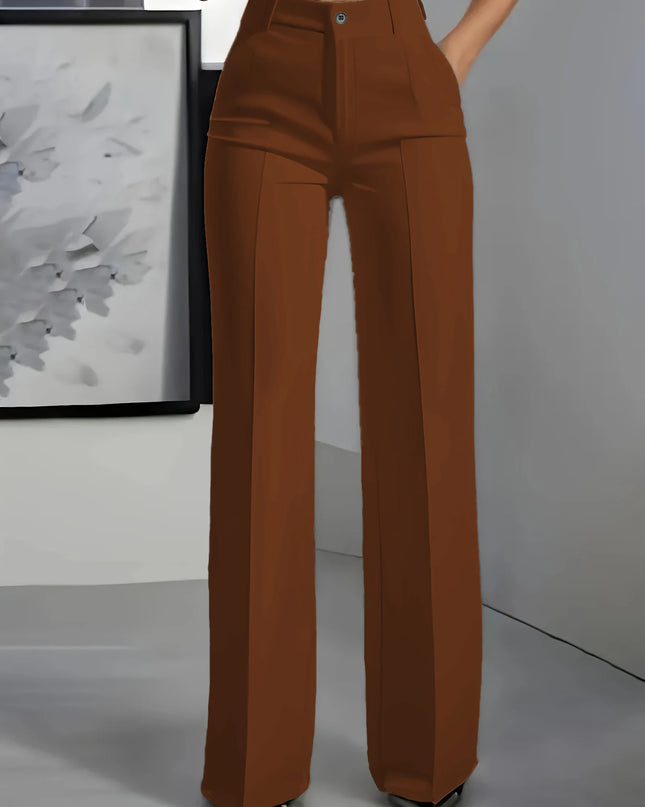 Women's High-Waisted Draped Straight-Cut Pants