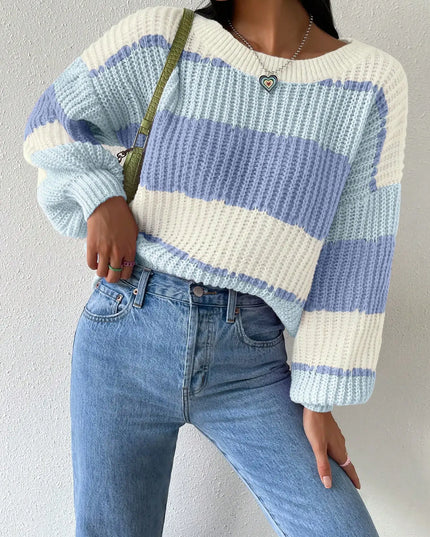 Women's Multicolor Layered Ribbed Knit Sweater