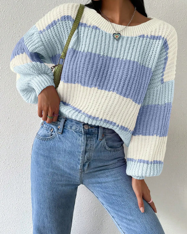 Women's Multicolor Layered Ribbed Knit Sweater