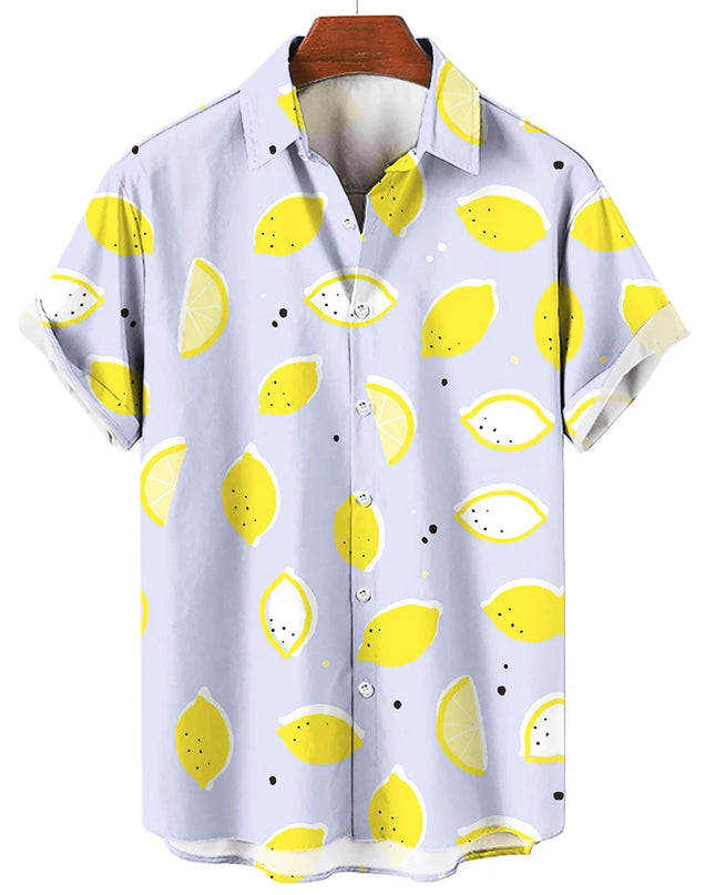 Men's T-Shirt with a Variety of Fruit and Animated Print