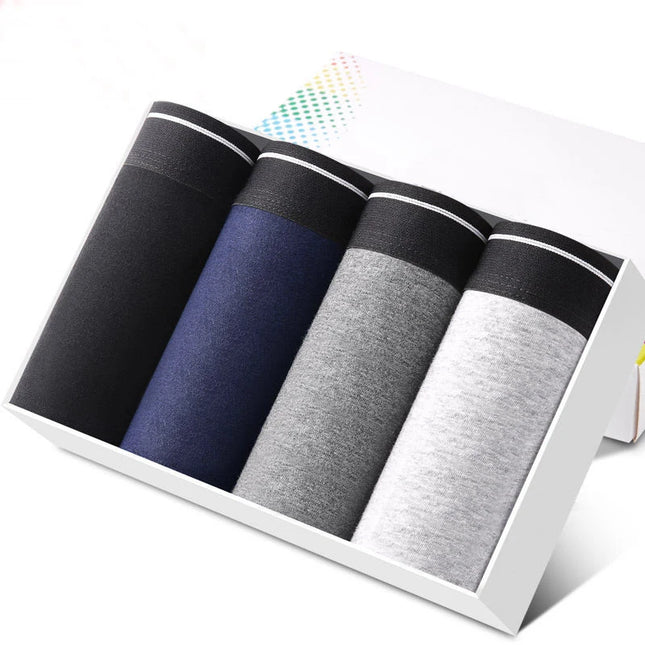 4 Pack Men's Cotton Boxer Shorts - Soft and Stylish Underwear - Various Design Combinations