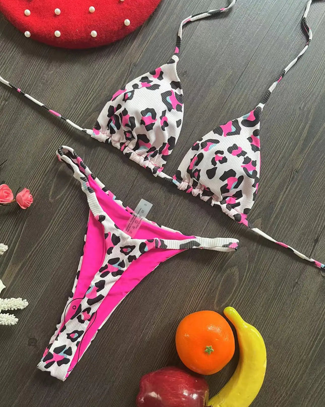 Women's Cherry Print Brazilian Thong Bikini Set - Two Piece