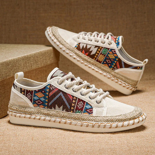Ethnic Pattern Print Men's Breathable Canvas Sneakers