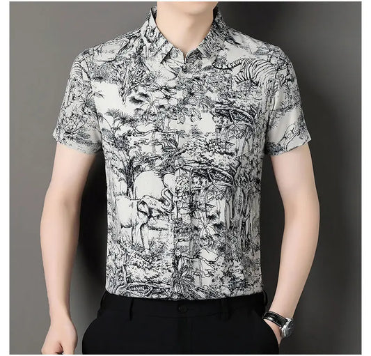 Ice Silk Short-Sleeve Men's Shirt – Breathable, Lightweight