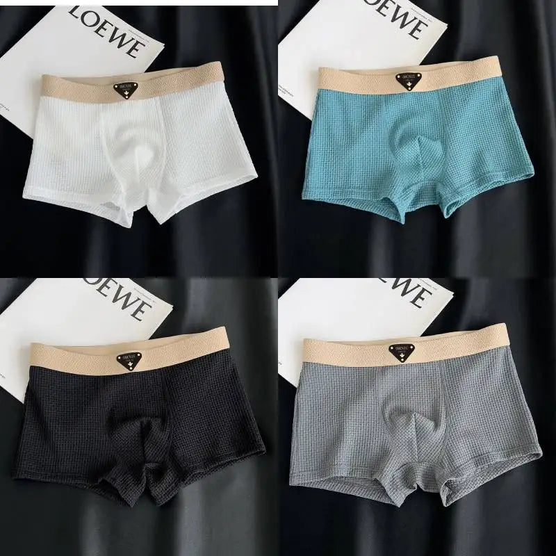 4-Pack Men’s Knitted Plaid Boxer Briefs – Comfortable, Stylish Men’s Underwear