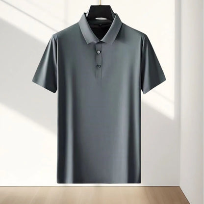 Men's Two-Piece Relaxed Ice Silk Stan Collar T-Shirt and Pants Set