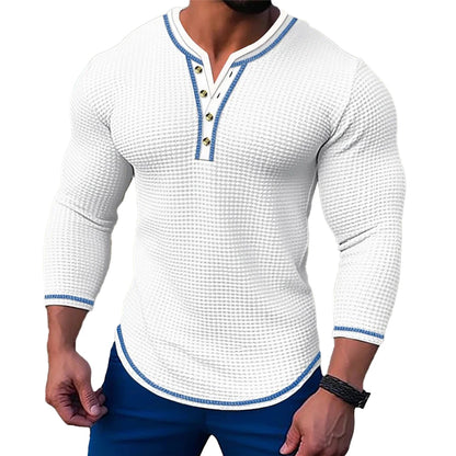 Men's Slim Fit Long Sleeve V-Neck Henley