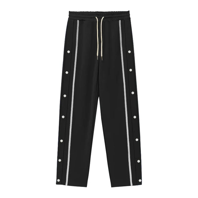 Men's Loose Fit Drawstring Joggers with Side Buttons