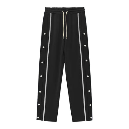Men's Loose Fit Drawstring Joggers with Side Buttons