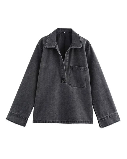 Women’s Two-Piece Sweater Set with Turn-Down Collar & High-Waist Drawstring Pants