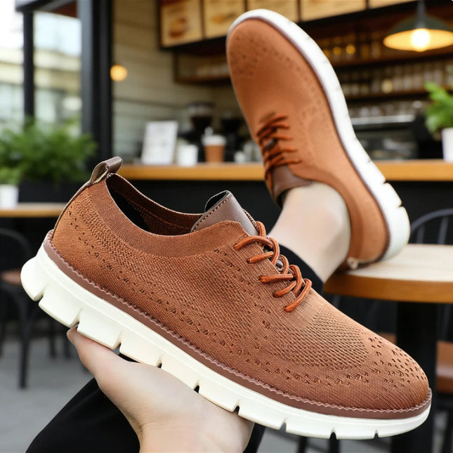 Men's Breathable Casual Shoes with Shock Absorption and Lace-Up Design