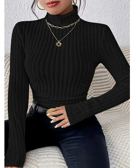 Women's Fitted Ribbed Knit Turtleneck Sweater