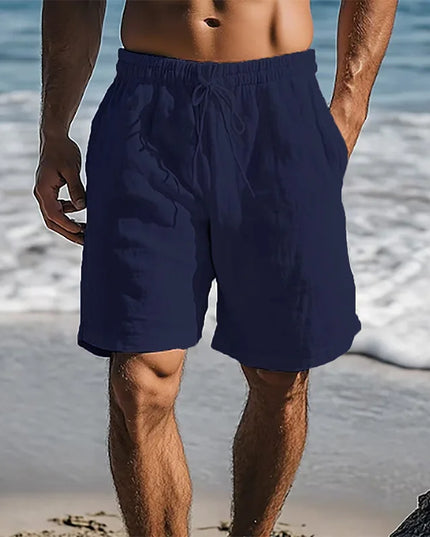 Men's Cotton-Linen Breathable Shorts with Elastic Waist