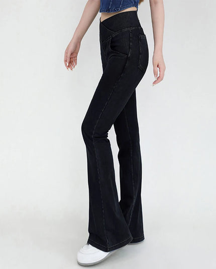 Casual Women's Bell Bottom Jeans with High Waist and Flare