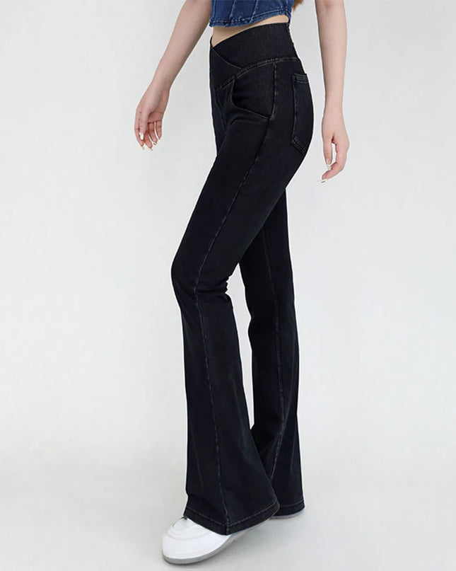 Casual Women's Bell Bottom Jeans with High Waist and Flare