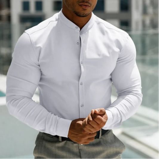 Men's Muscle Shirt with Stand Neck