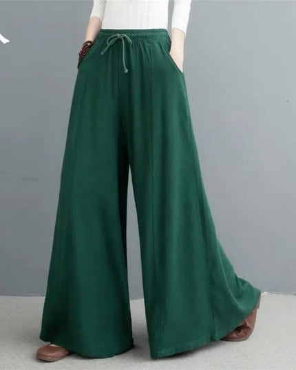 Women’s Cotton Bohemian Loose Wide-Leg Trousers