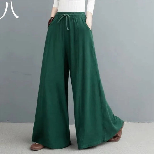 Women’s Cotton Bohemian Loose Wide-Leg Trousers