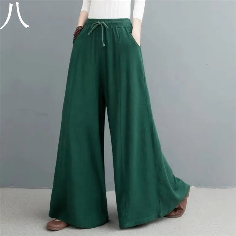 Women’s Cotton Bohemian Loose Wide-Leg Trousers