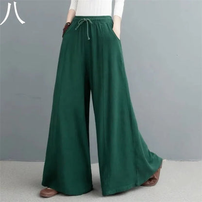 Women’s Cotton Bohemian Loose Wide-Leg Trousers