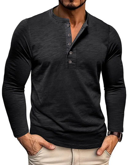 Men's Casual Long Sleeve Henley Slim Shirt