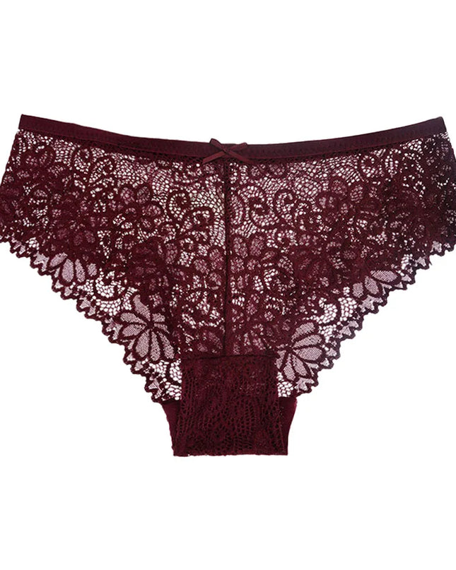 5-Piece Women's Lace Briefs Set - Transparent Low-Rise Panties