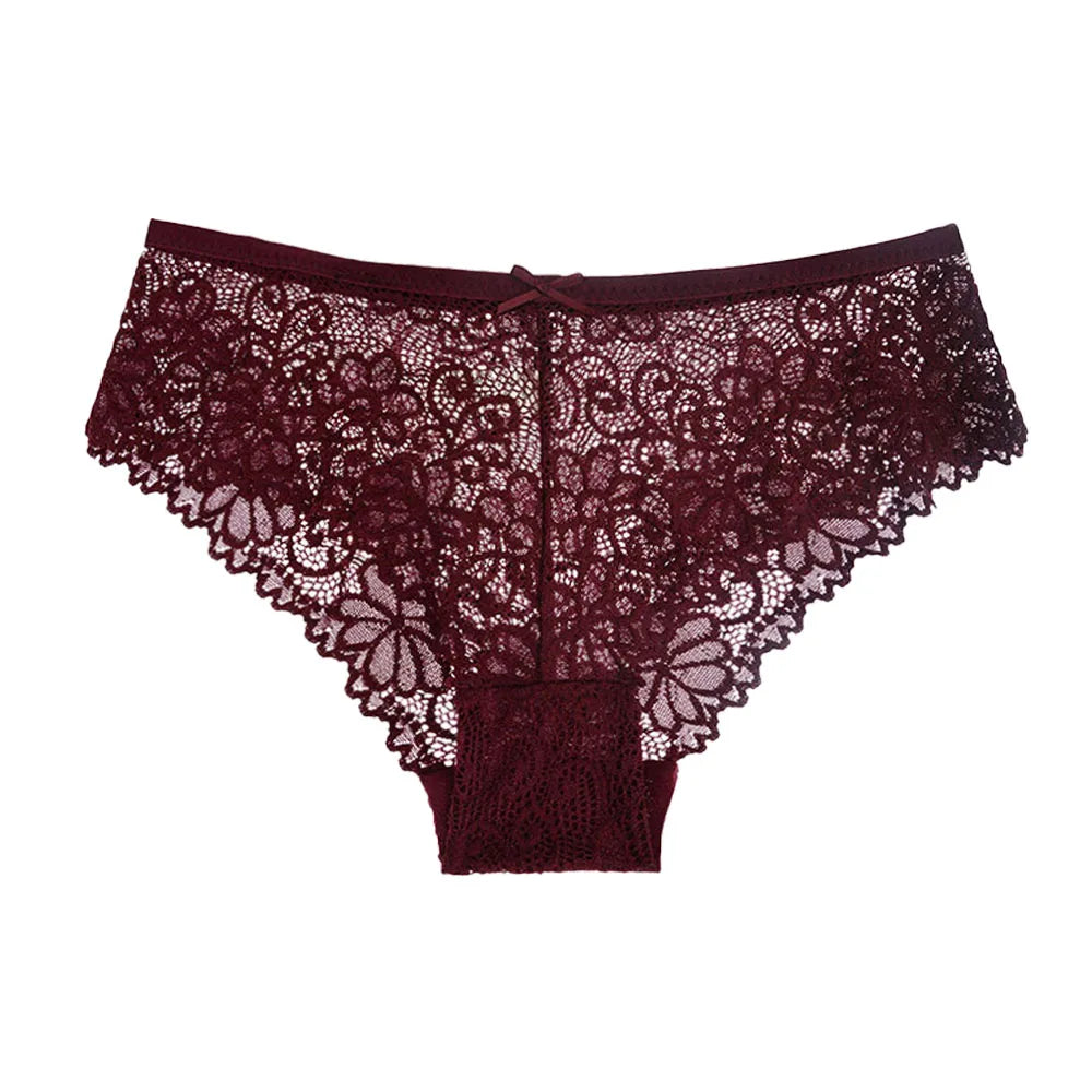 5-Piece Women's Lace Briefs Set - Transparent Low-Rise Panties