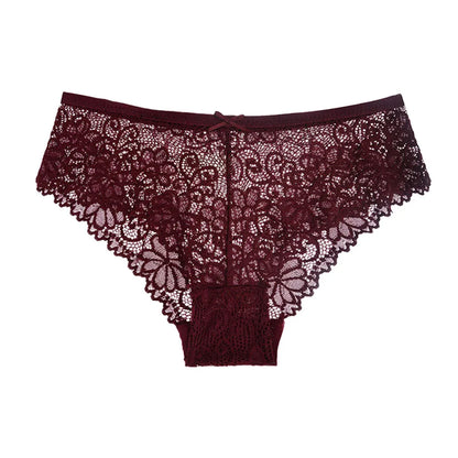 5-Piece Women's Lace Briefs Set - Transparent Low-Rise Panties