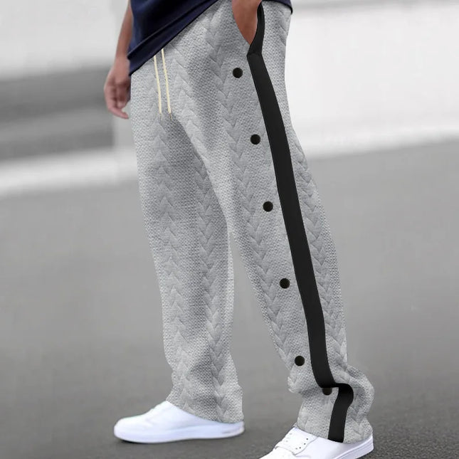 Men's Loose Fit Drawstring Joggers with Side Buttons
