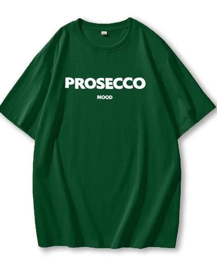 Cotton "Prosecco Mood" Print T-Shirt for Women - Casual Loose Fit Tee by Hirsionsan