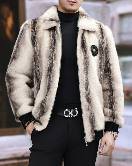 Men's Warm Lapel Imitation Mink Jacket