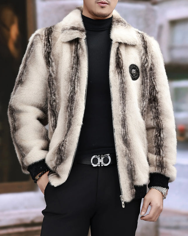 Men's Warm Lapel Imitation Mink Jacket