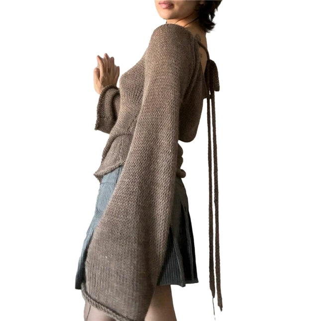 Women's Off-Shoulder Long Sleeve Knitted Sweater