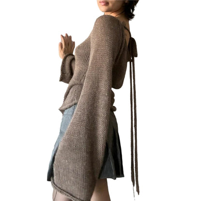 Women's Off-Shoulder Long Sleeve Knitted Sweater