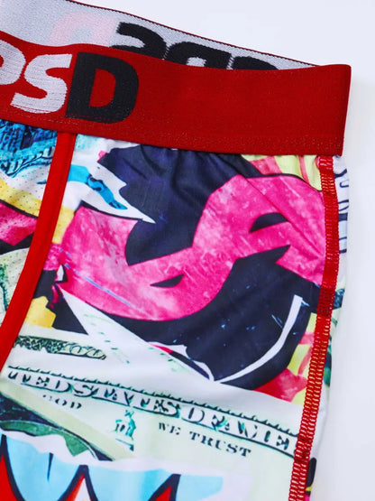 Men's Breathable Graffiti Print Boxer Briefs