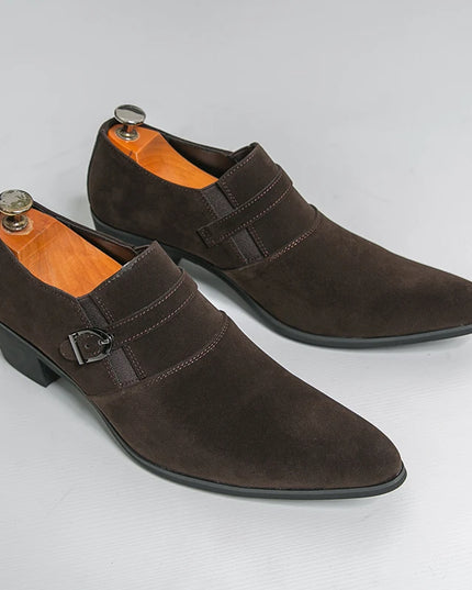Men's Faux Suede Pointed Toe Height-Enhancing Shoes