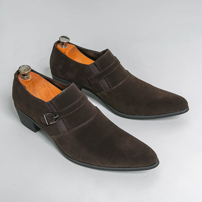 Men's Faux Suede Pointed Toe Height-Enhancing Shoes
