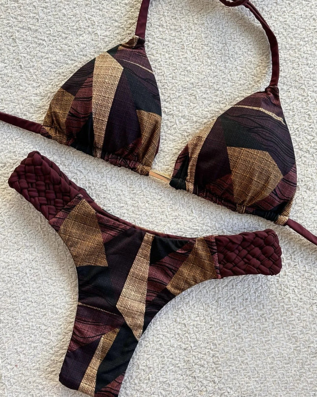 Women's Halter Mini Thong High-Cut Bikini Swimsuit -
