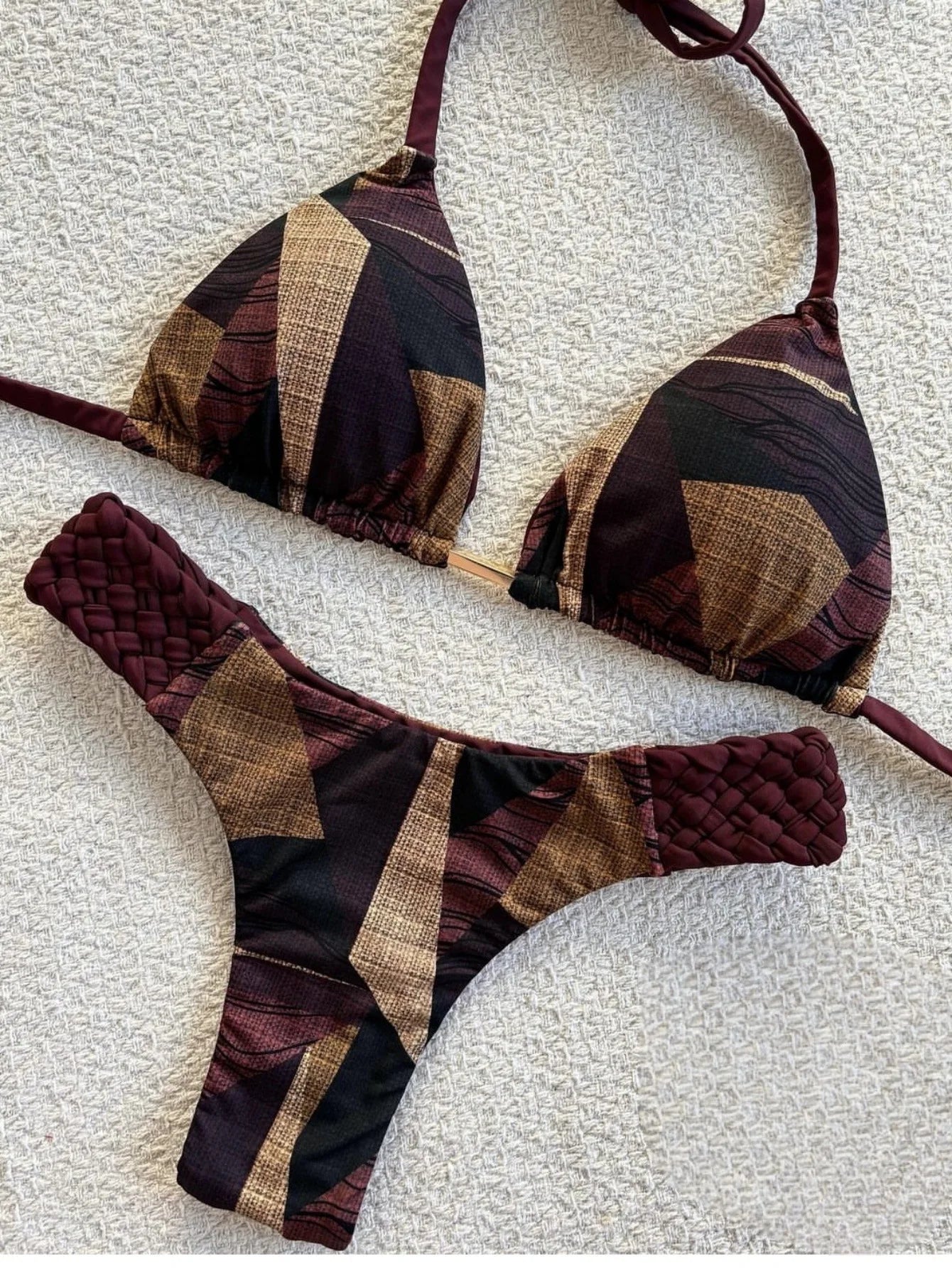 Women's Halter Mini Thong High-Cut Bikini Swimsuit -