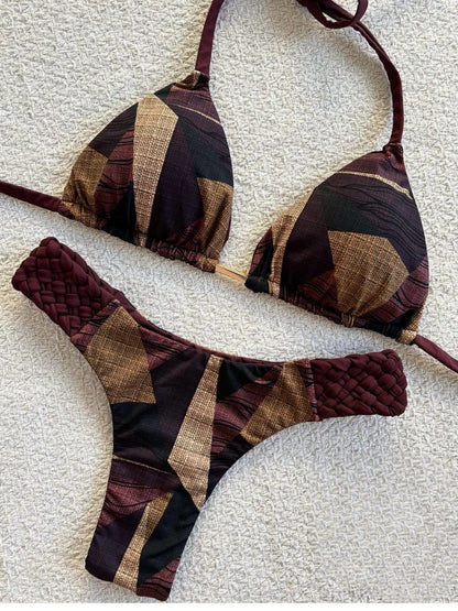 Women's Halter Mini Thong High-Cut Bikini Swimsuit -