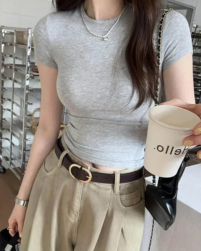 Women's Slim Fit Crewneck Cropped T-Shirt
