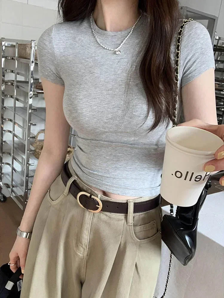 Women's Slim Fit Crewneck Cropped T-Shirt