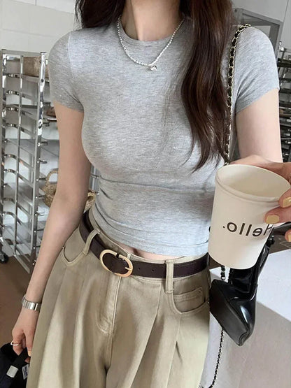 Women's Slim Fit Crewneck Cropped T-Shirt