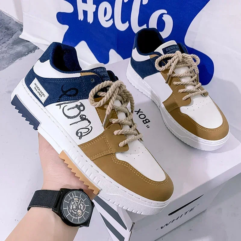 Men's Multicolour Graffiti Print Lace-Up Sneakers