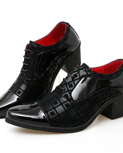 Luxury Men's High Heel Faux Leather Elevator Shoes