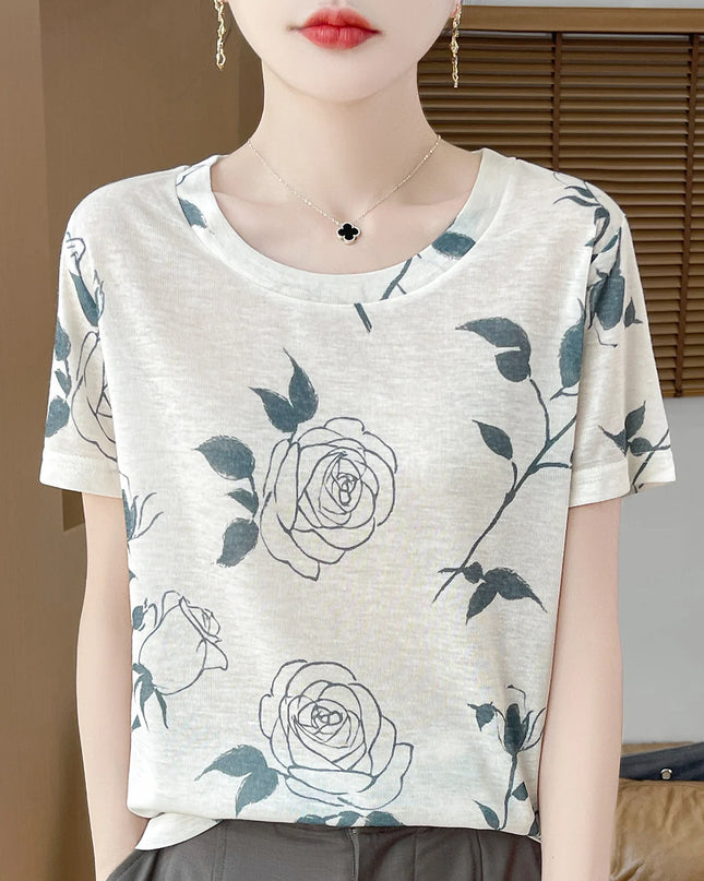 Elegant Women's Satin Silk V-Neck Short Sleeve Blouse