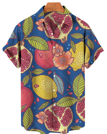 Men's T-Shirt with a Variety of Fruit and Animated Print