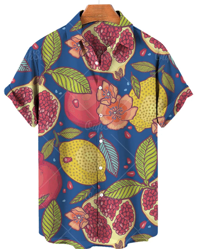 Men's T-Shirt with a Variety of Fruit and Animated Print